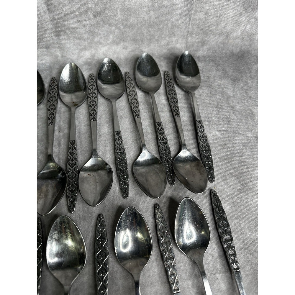 17 Dinner Spoons National Stainless Japan Malta  NSTMAL‎ Geometric MCM - Picture 5 of 7
